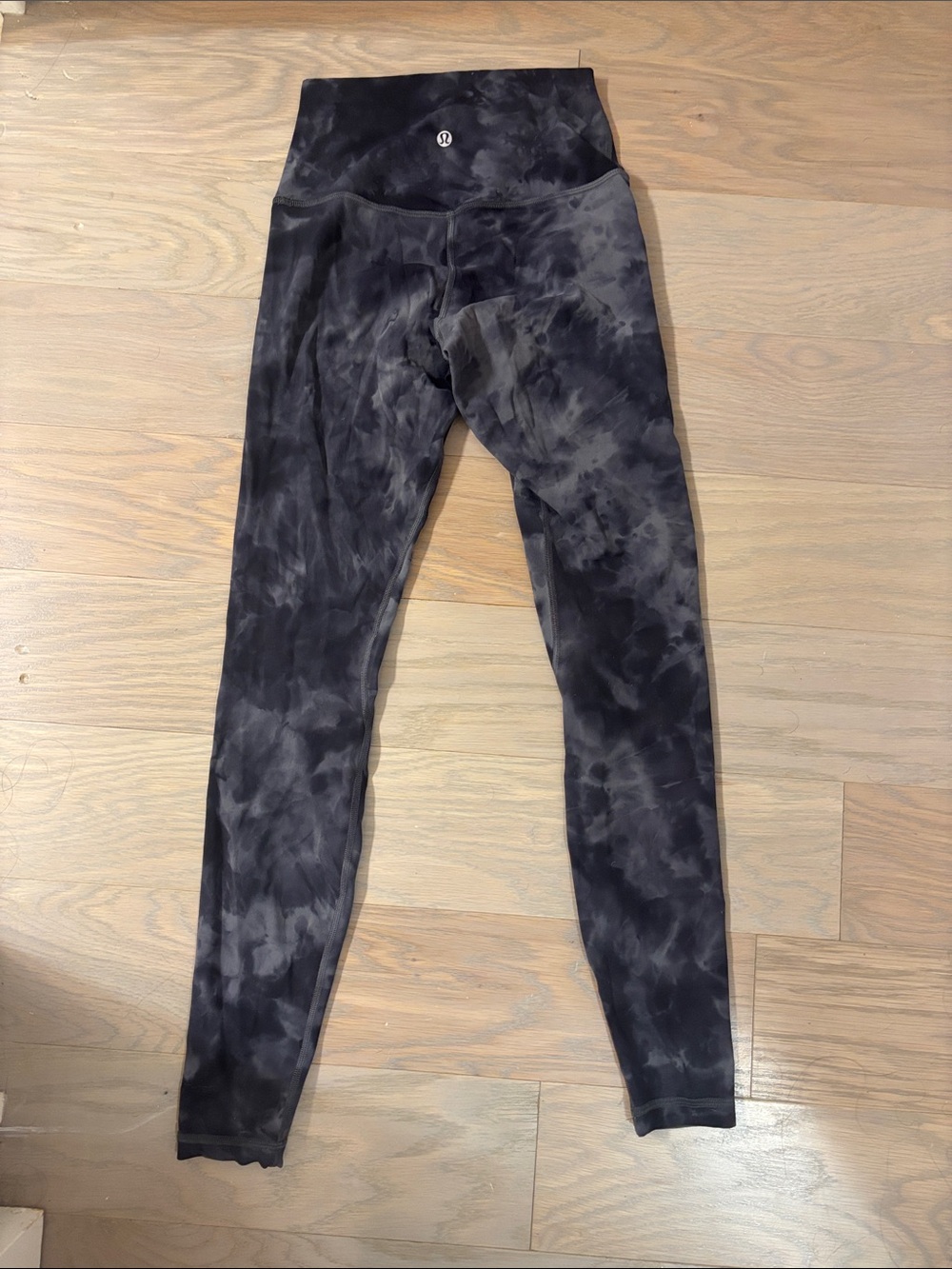 lululemon athletica Girls' Black & Gray Tie-Dye High-Rise Leggings